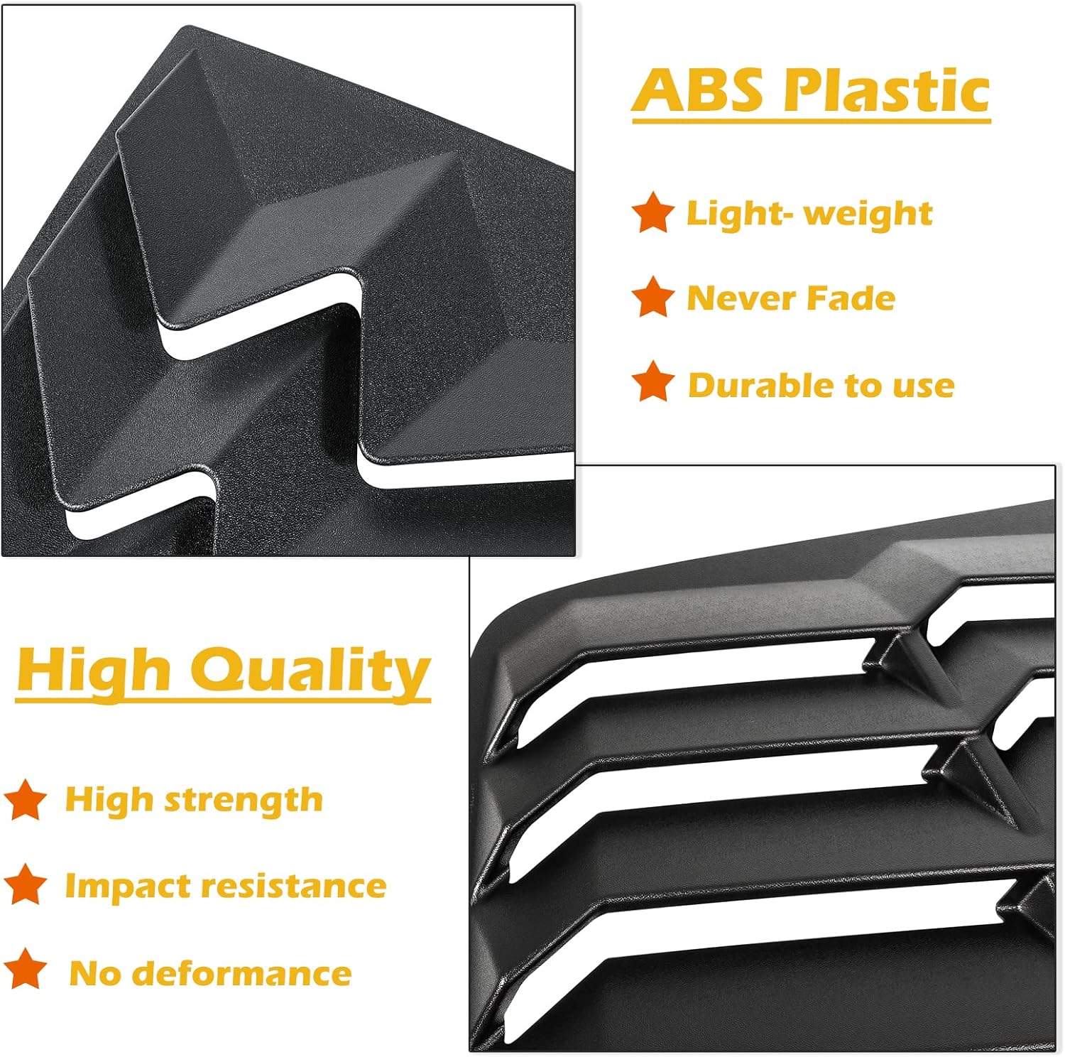 Juego de rejillas de ventana trasera y lateral para Dodge Challenger 2008-2023 para parabrisas en GT Lambo estilo ABS negro mate, ajuste