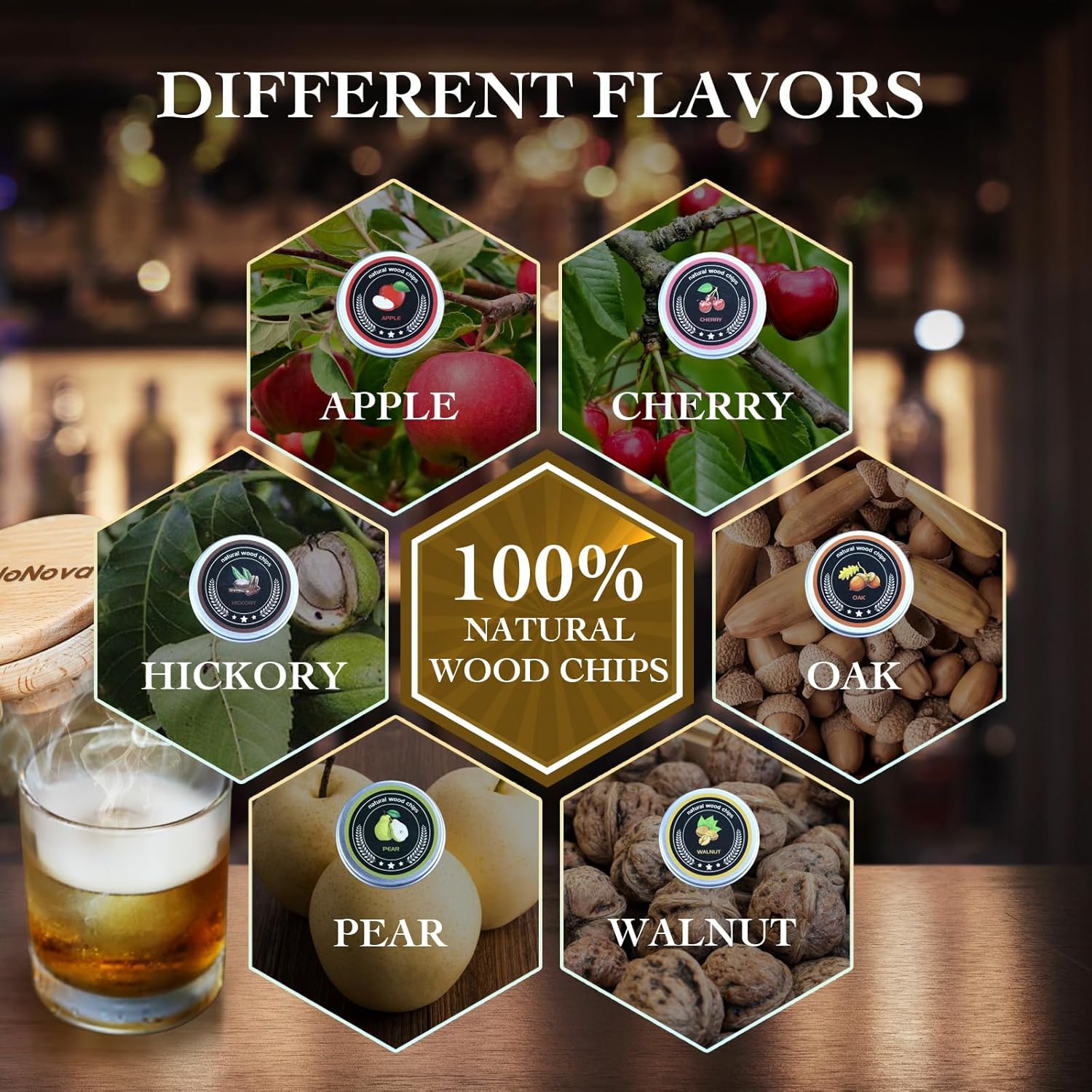 Kit de ahumador de cóctel con antorcha, kit de cóctel antiguo de 6 sabores, kit de infusor de bebida de whisky bourbon con piedras de hielo, regalo
