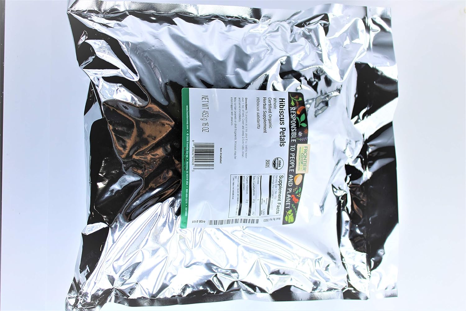 Frontier Co-op Pétalos de hibisco enteros orgánicos 1lb