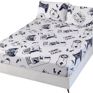 SDIII Juego de sábanas tamaño Queen de 3 piezas, color azul oscuro y blanco, juego de cama en una bolsa, suave y transpirable, linda ropa de cama SDIII Juego de sábanas tamaño Queen de 3 piezas, color azul oscuro y blanco, juego de cama en una bolsa, suave y transpirable, linda ropa de cama