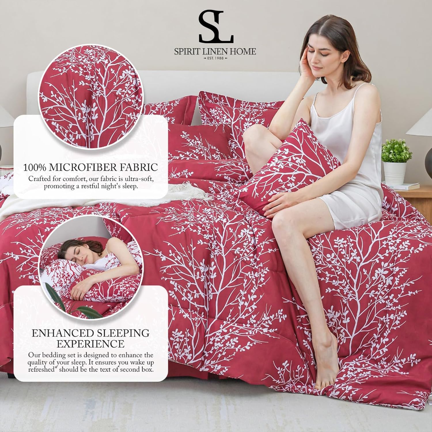 Spirit Linen – Juego de edredón con estampado de árboles y textura suave de la Colección Baby Platino