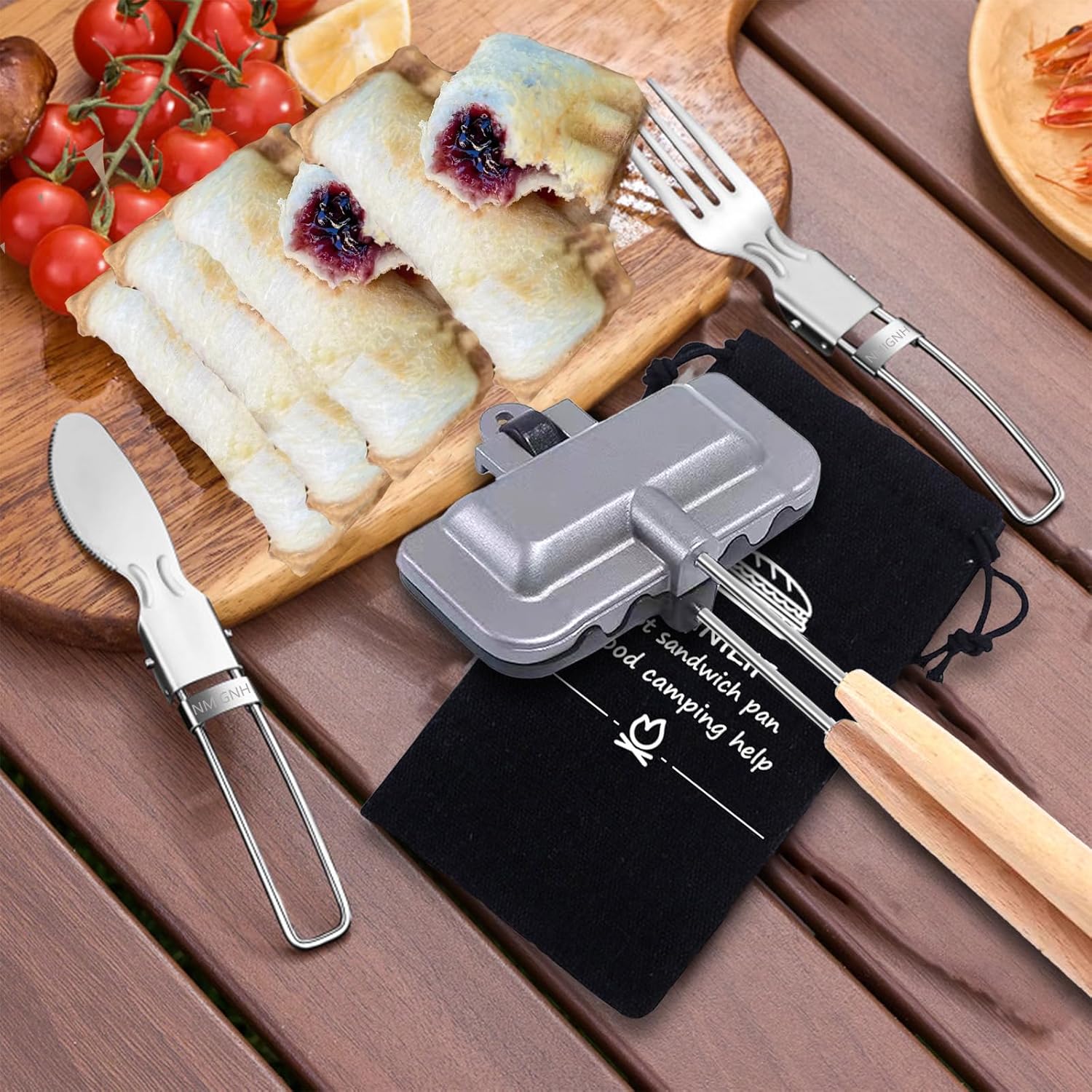 Sandwichera 4w1h, sandwichera caliente, bandeja para hornear sándwiches de doble cara, sándwiches de desayuno, sandwichera portátil para acampar al