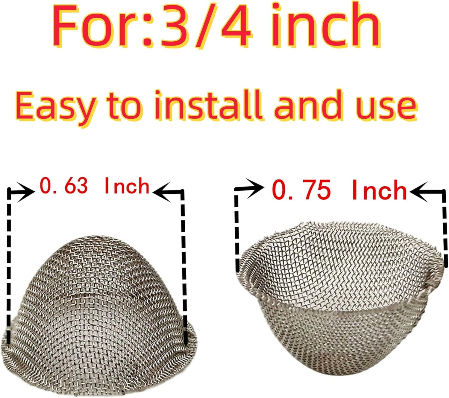 30 piezas de pantallas de tubería de 0.75 pulgadas (34) de acero inoxidable con diseño cónico con caja de metal. Tamaño ajustable