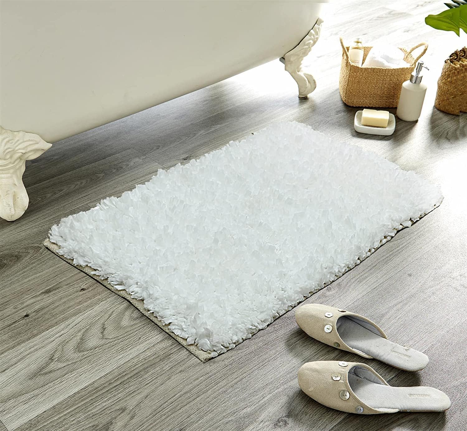 The Home Talk Alfombra de baño de papel tisú de 17 x 24 pulgadas, antideslizante, accesorios de baño, estilo bohemio, de algodón de alta calidad,