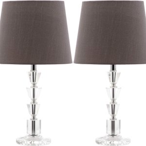 SAFAVIEH Lighting Collection Harlow – Juego de 2 lámparas de mesa de noche con cristales escalonados, color gris, 16 pulgadas, para dormitorio, sala SAFAVIEH Lighting Collection Harlow – Juego de 2 lámparas de mesa de noche con cristales escalonados, color gris, 16 pulgadas, para dormitorio, sala