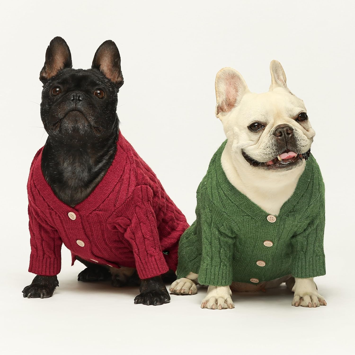 Fitwarm Suéter de punto para perro, ropa de invierno de punto para perros pequeños, niños y niñas, traje para mascotas, color verde oliva, talla M
