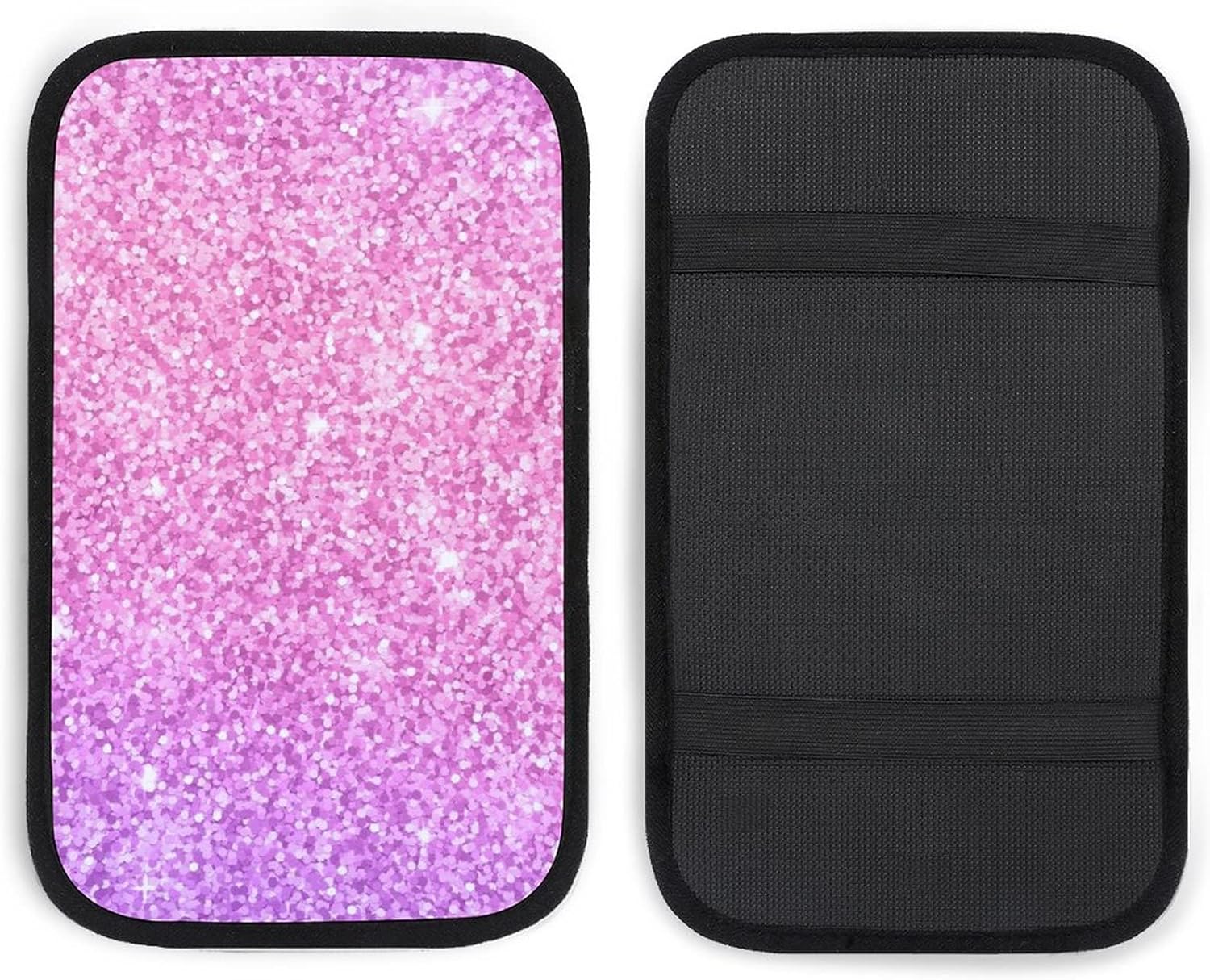 Decoración de consola central de automóvil con purpurina rosa degradada, funda para reposabrazos de pasamanos, fundas interiores brillantes para