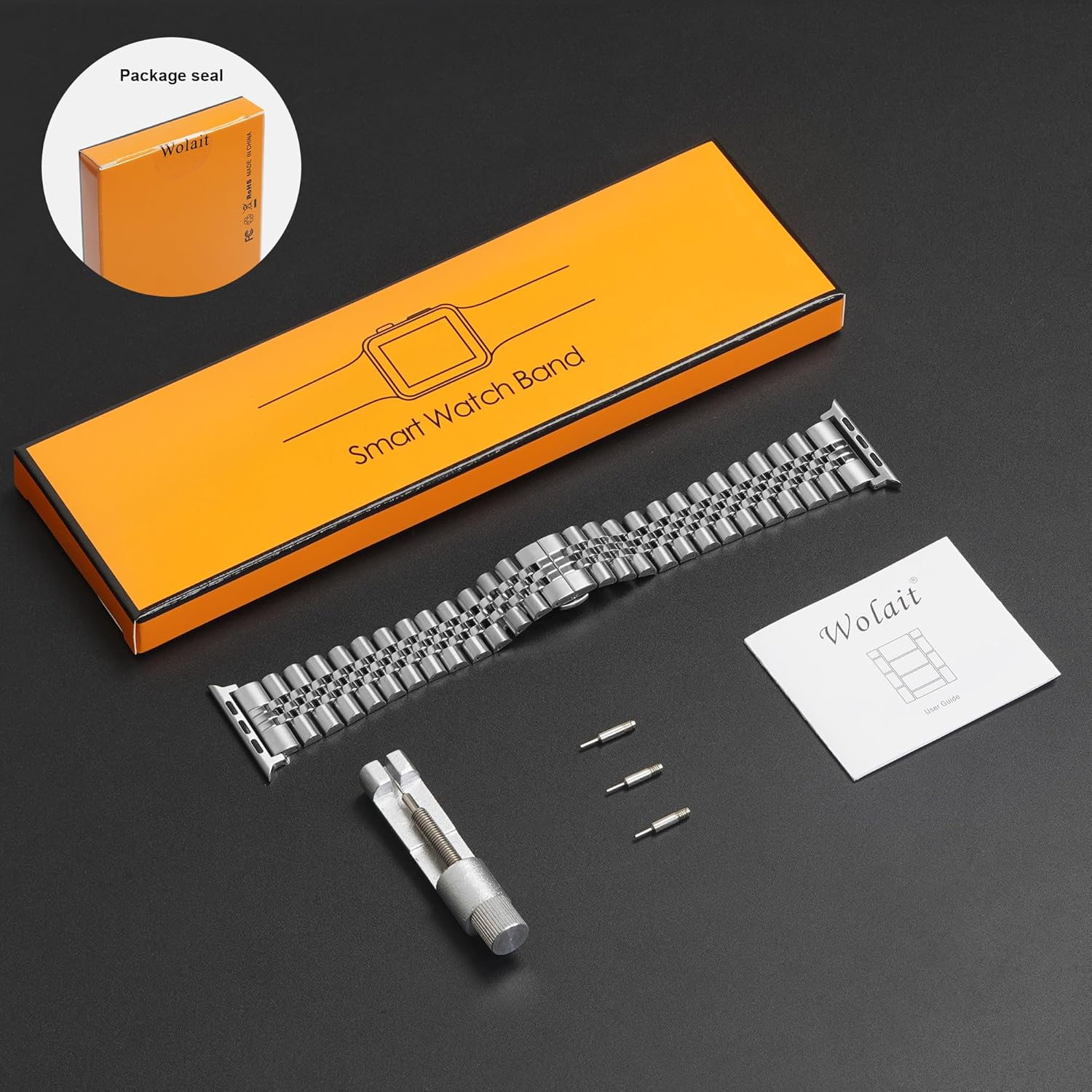 Wolait – Correa pesada de acero inoxidable con cierre plegable de mariposa para iWatch Series 76SESeries 543 compatible con Apple Watch Band de 1.77