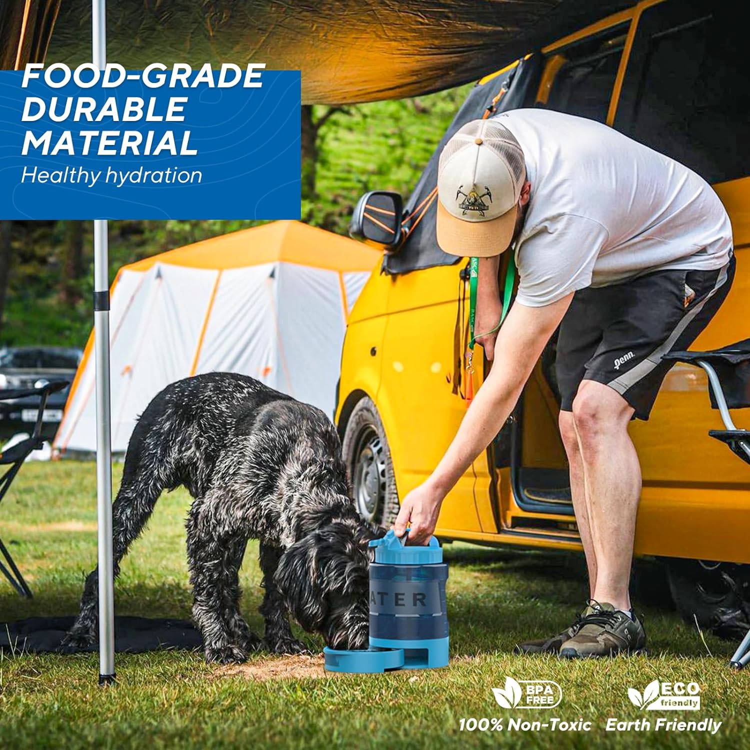 lesotc Botella de agua para perros, dispensador de agua para perros de 77 onzas para camping, parque, senderismo, dispensador portátil de agua para