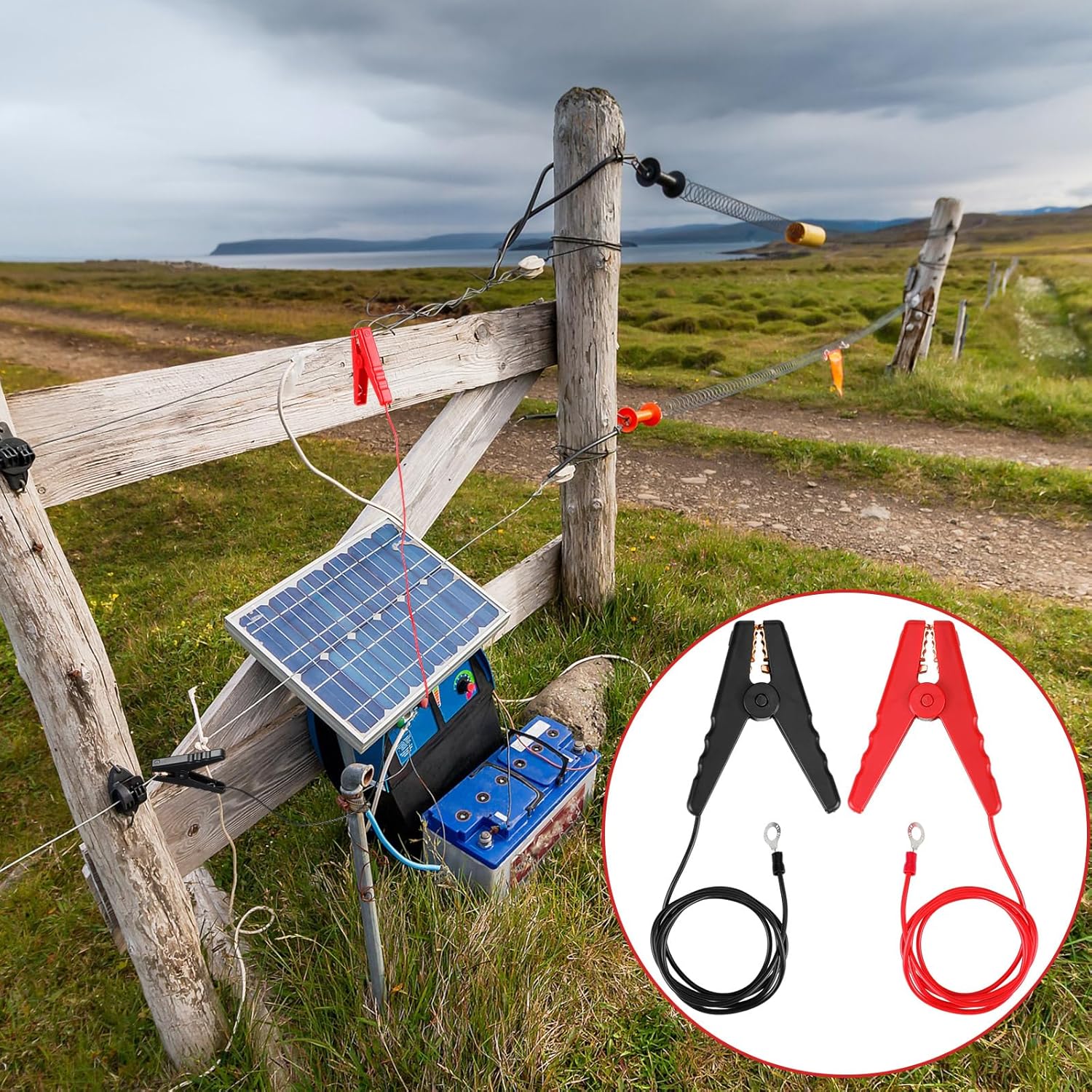 6 piezas de alambre eléctrico de 3 pies para valla de conexión solar, conectores de cerca, cargador eléctrico, valla eléctrica, alambre de cobre con
