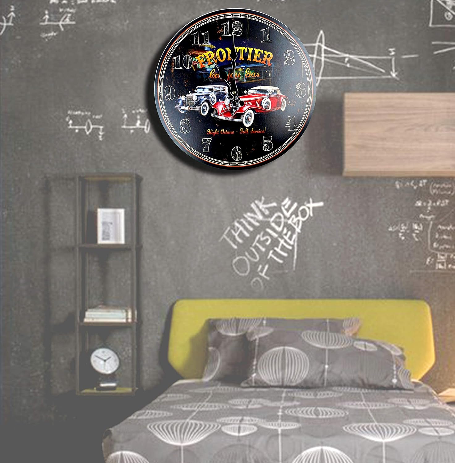 Reloj de pared redondo con temática de garaje de 13 pulgadas, decoración para amantes de los automóviles, coleccionistas de automóviles (autos