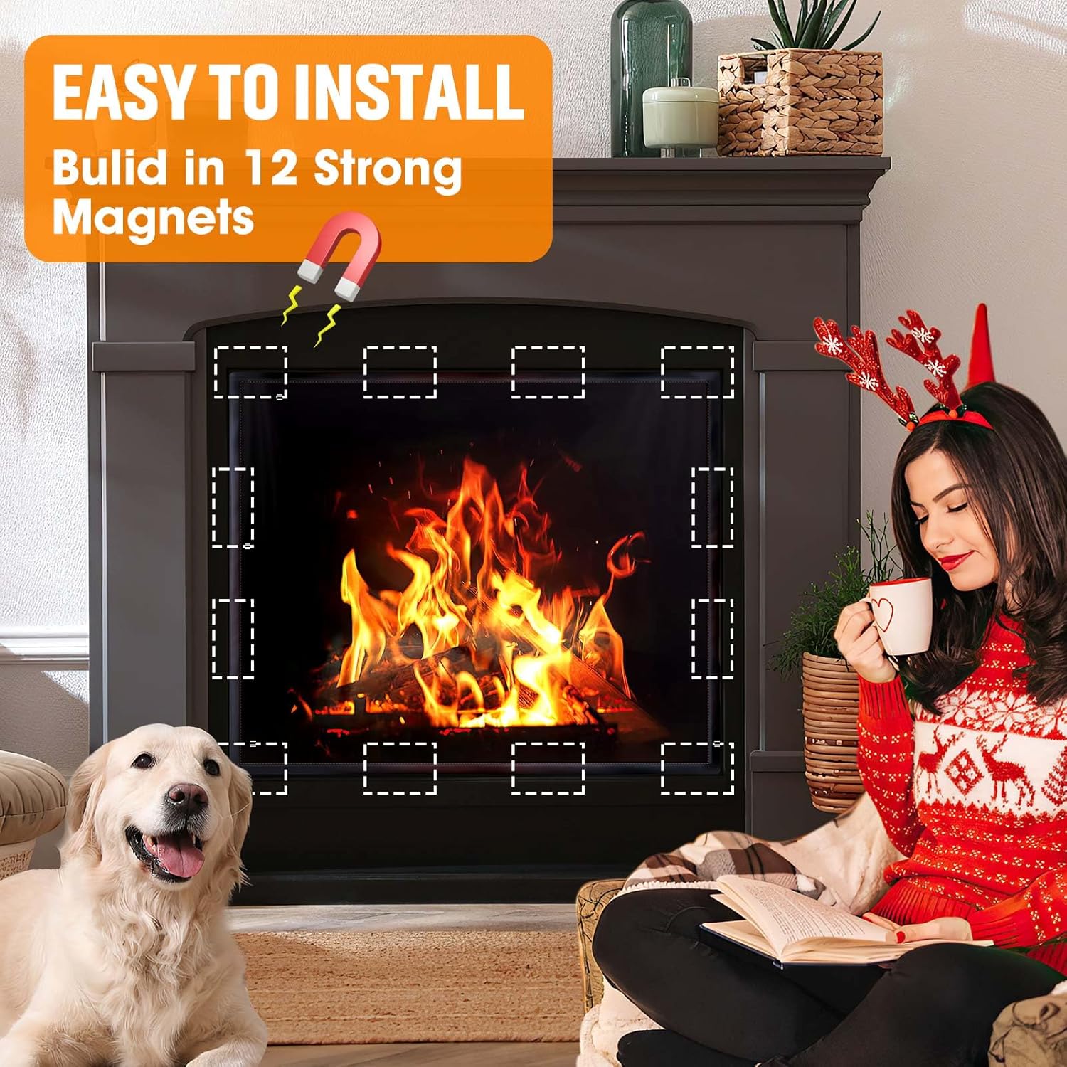 Funda magnética para chimenea, la manta bloqueadora de chimenea detiene la pérdida de calor durante la noche, tapón ajustable para chimenea que