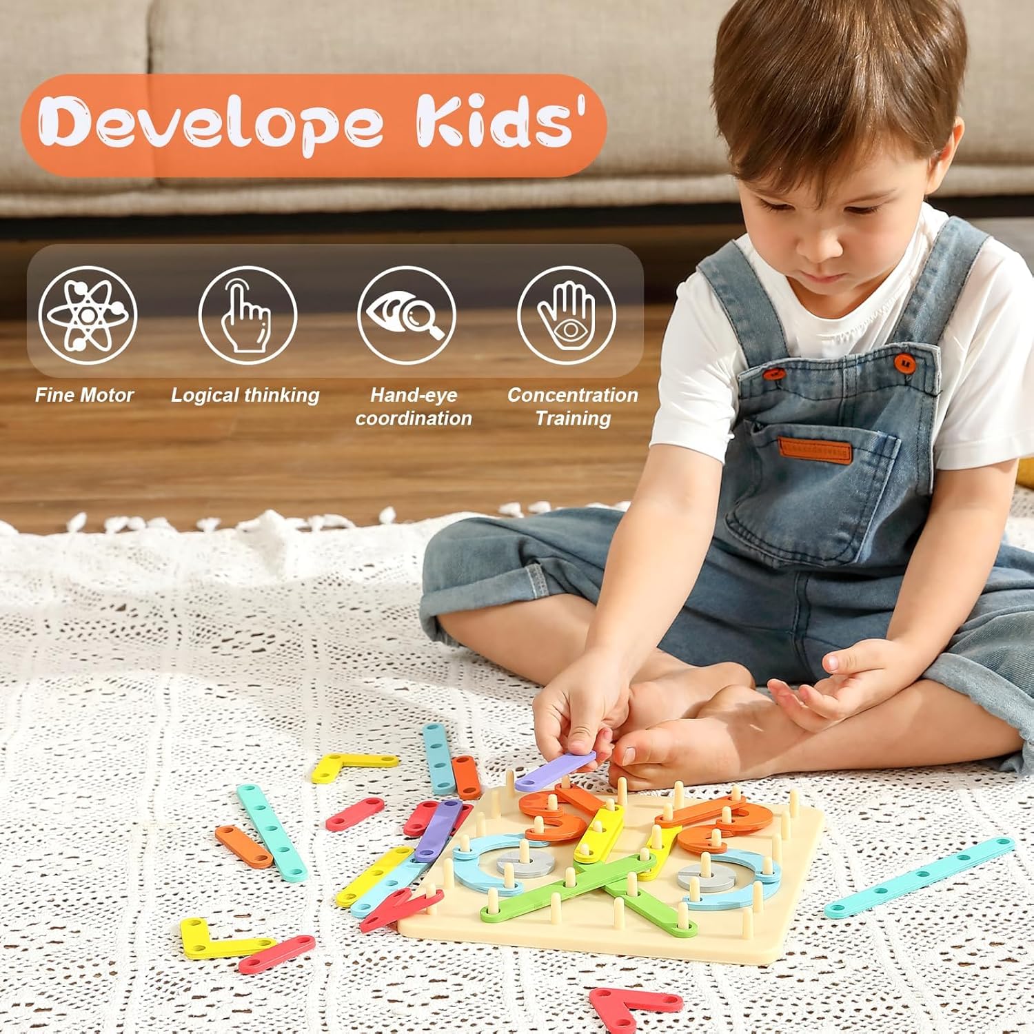 Juguetes Montessori, rompecabezas con formas de letras y números, juguetes de construcción, 35 piezas de madera para educación preescolar, juego de
