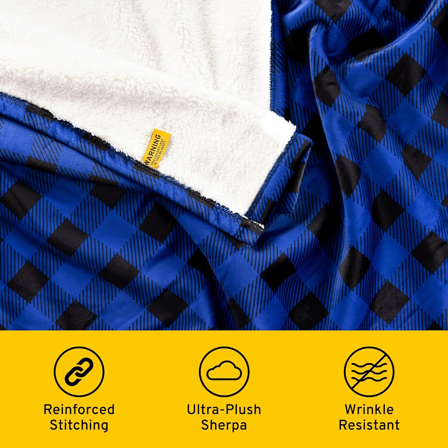 Big Blanket Co Manta Sherpa Stretch a cuadros azules  Sumérgete en la mejor manta Sherpa  Manta de 10 x 10 pies  Manta enorme perfecta para toda la