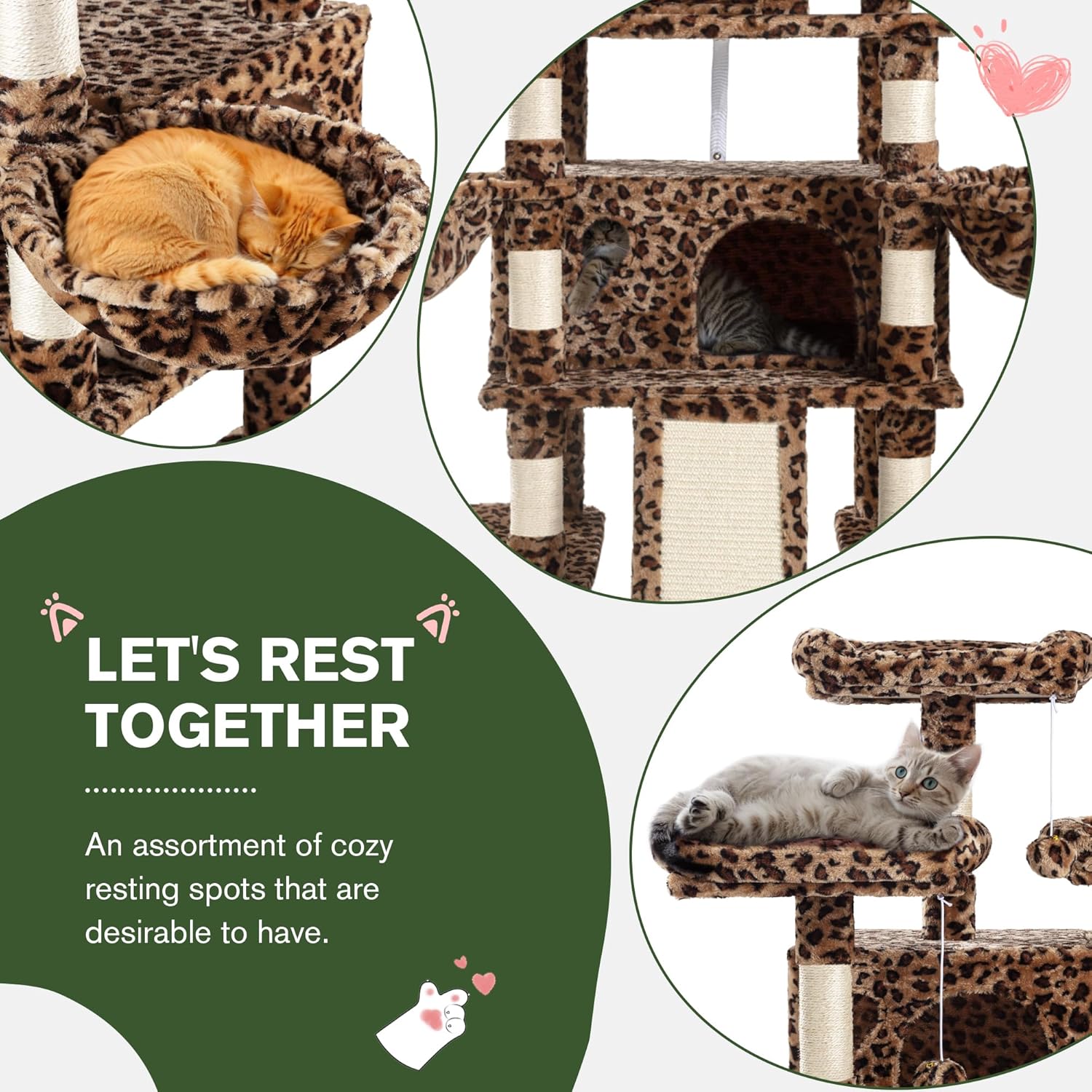 MUTICOR Torre de árbol grande de varios niveles para gatos de 68 pulgadas con condominioacogedoras perchas de felpa para gatos, postes rascadores de