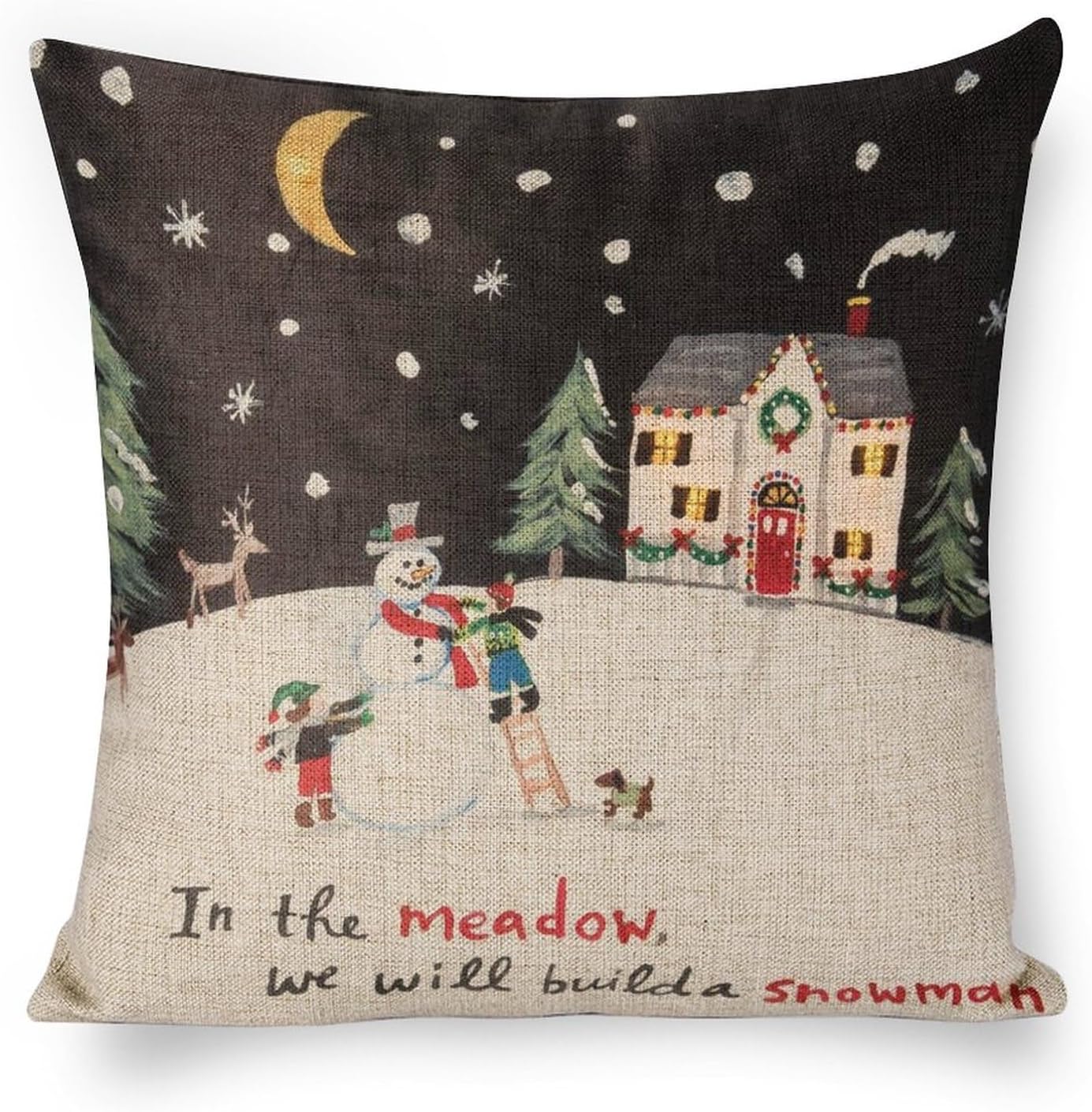 Funda de almohada navideña con diseño de muñeco de nieve de 18 x 18 pulgadas, para sofá, decoración de otoño y Acción de Gracias, para el hogar