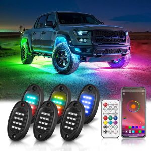 LD DARKEAGLE Chasing Dream – Luces LED Rock con control remoto APPRF, impermeables, 6 vainas, luces basculantes subterráneas con freno, multicolor, LD DARKEAGLE Chasing Dream – Luces LED Rock con control remoto APPRF, impermeables, 6 vainas, luces basculantes subterráneas con freno, multicolor,