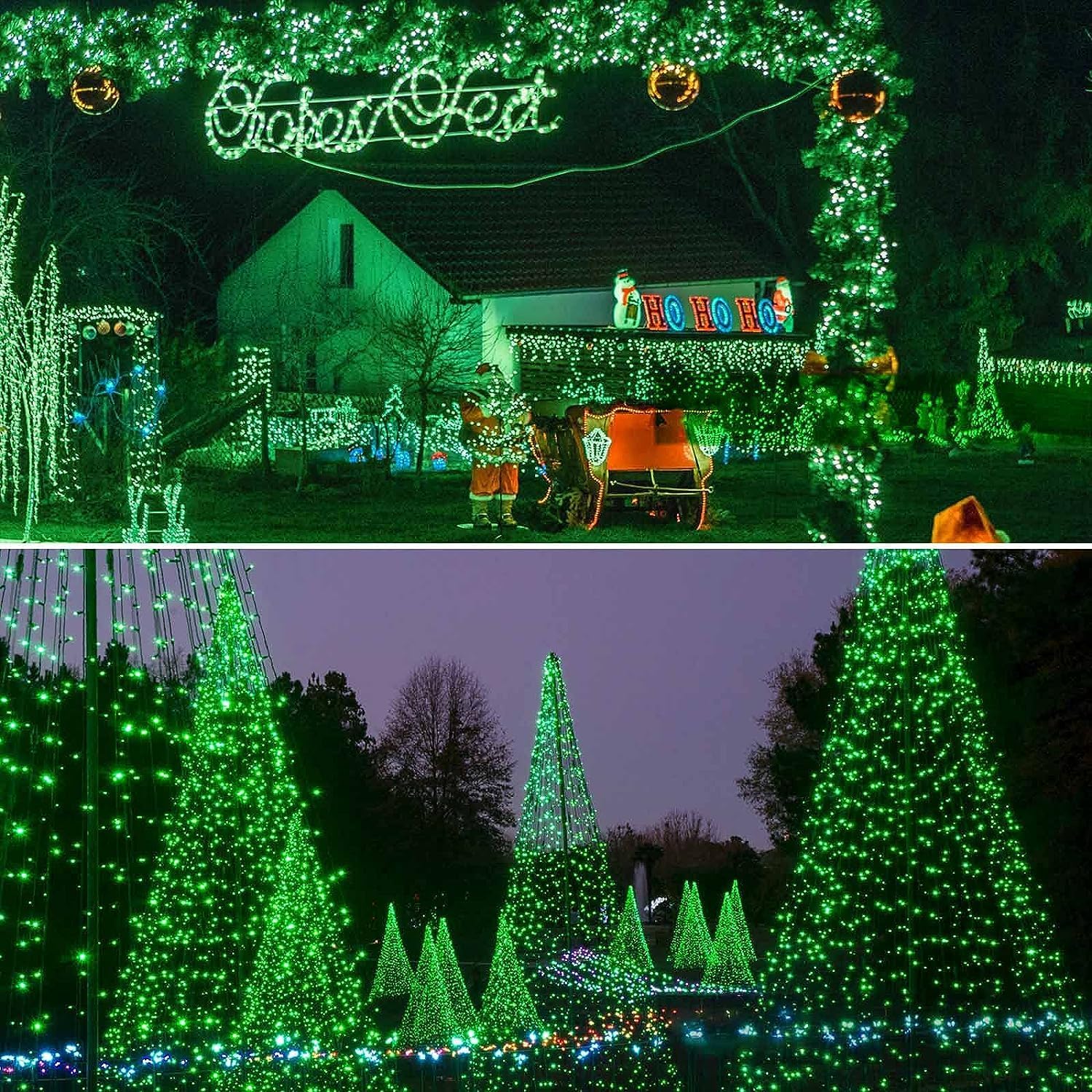 Tira de luces extralargas de 95 pies de 240 luces LED de alambre verde para exterioresinteriores, luces de árbol de Navidad con 8 modos, tira de