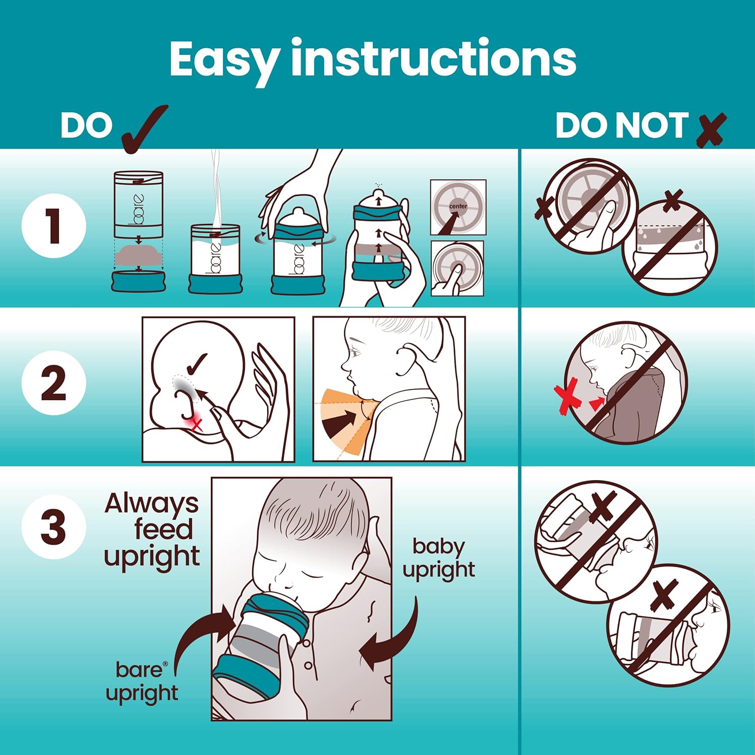 Bittylab – Sistema de alimentación sin aire para bebé para aliviar el reflujo. Bare con sistema de alimentación sin aire antigas, antireflujo,