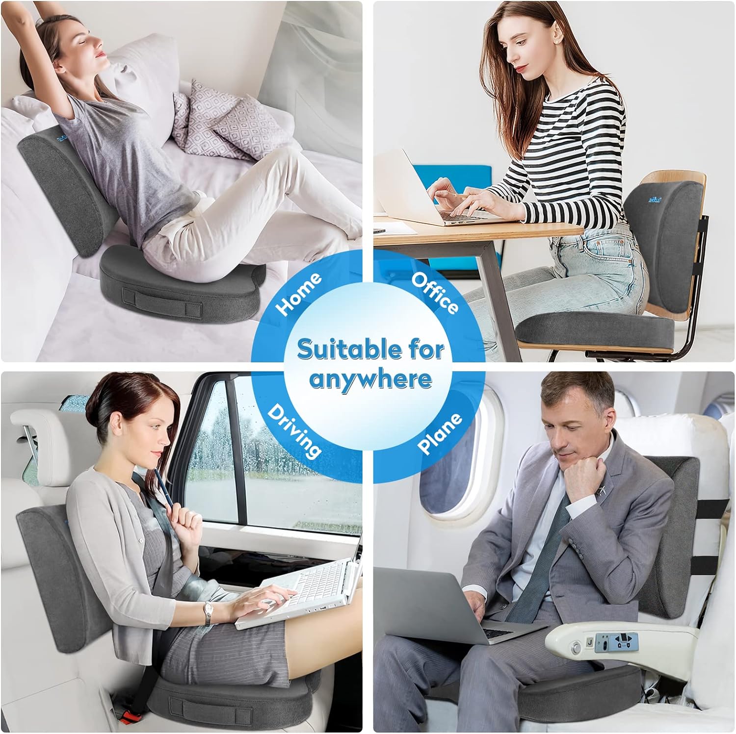 CloudBliss Cojín de asiento, cojín para silla de oficina, cojín de asiento de automóvil, almohada de apoyo lumbar para silla de oficina, almohada de
