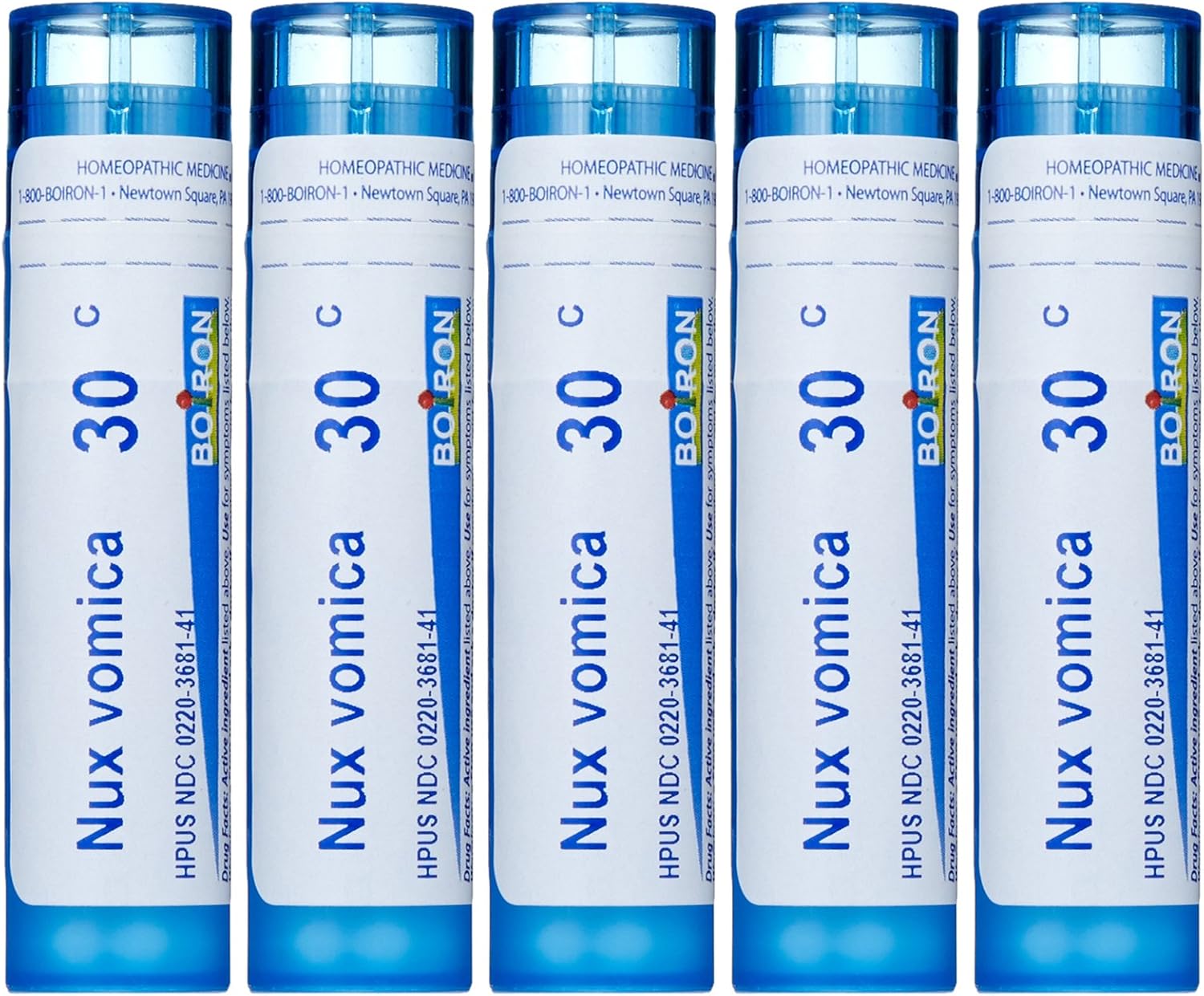 Boiron Nux Vomica 30C Medicina homeopática (paquete de 5)