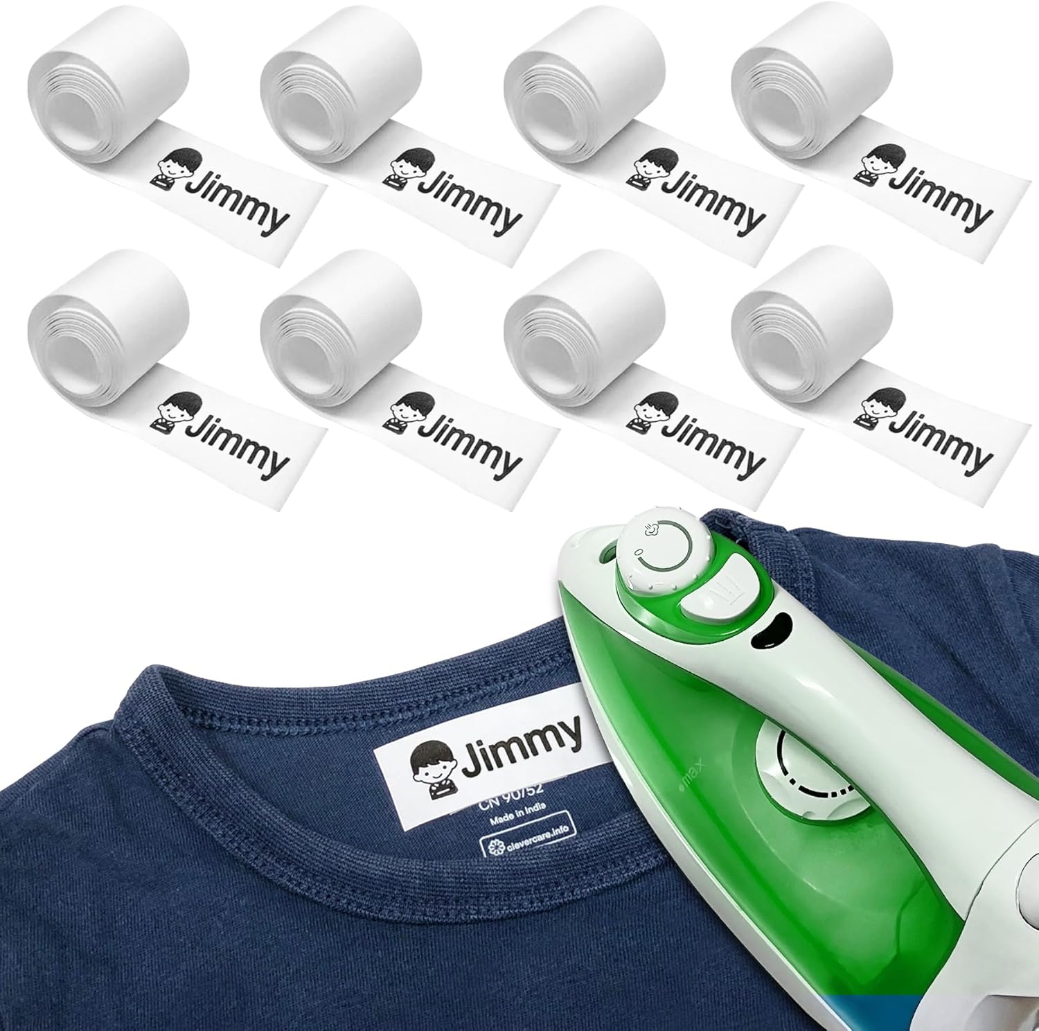 Iorn On Label – Cintas blancas para ropa oscura y delgada, sello con nombre para ropa de niños, sello personalizado con nombre, calcomanías para