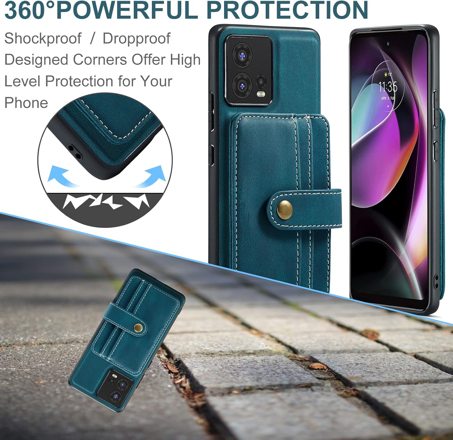 Asuwish Funda para teléfono Motorola Edge 30 Fusion 2022 con protector de pantalla de vidrio templado y tarjetero RFID de cuero, accesorios para