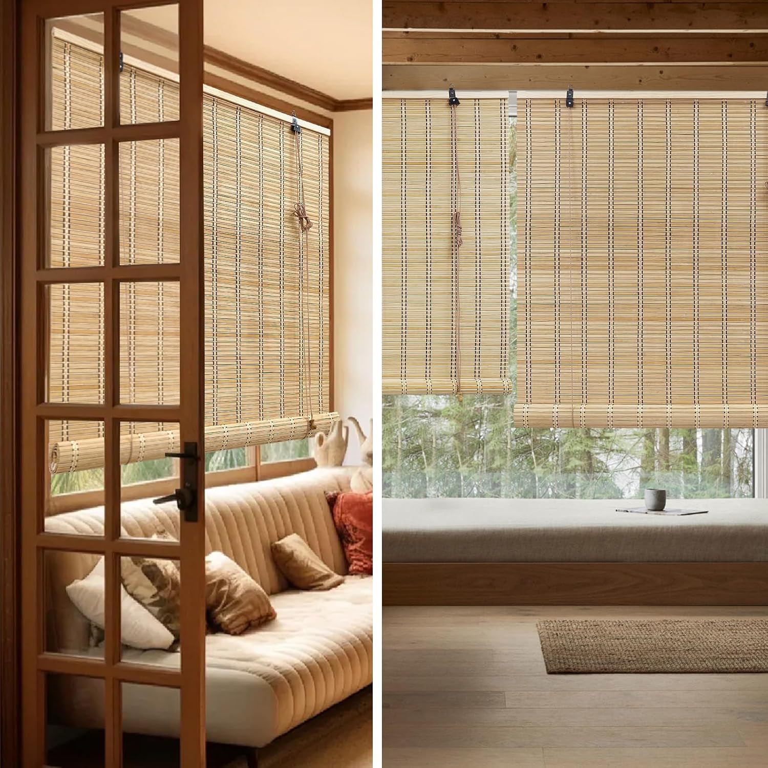 HIAPES Persianas de bambú, persianas de bambú para ventanas interiores, persianas de bambú para patio, persianas de bambú para ventanas, tamaño