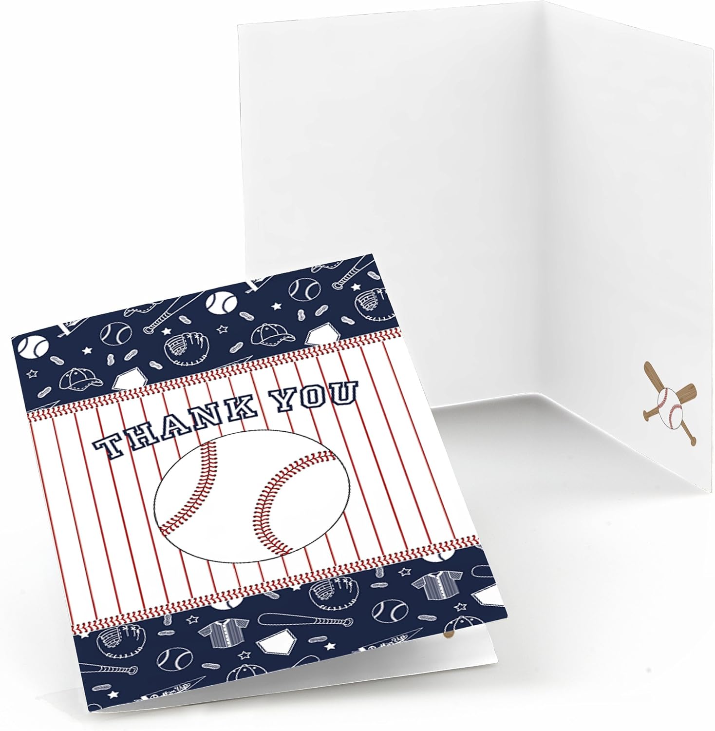 Big Dot of Happiness Batter Up – Tarjetas de agradecimiento para baby shower o fiesta de cumpleaños (8 unidades)