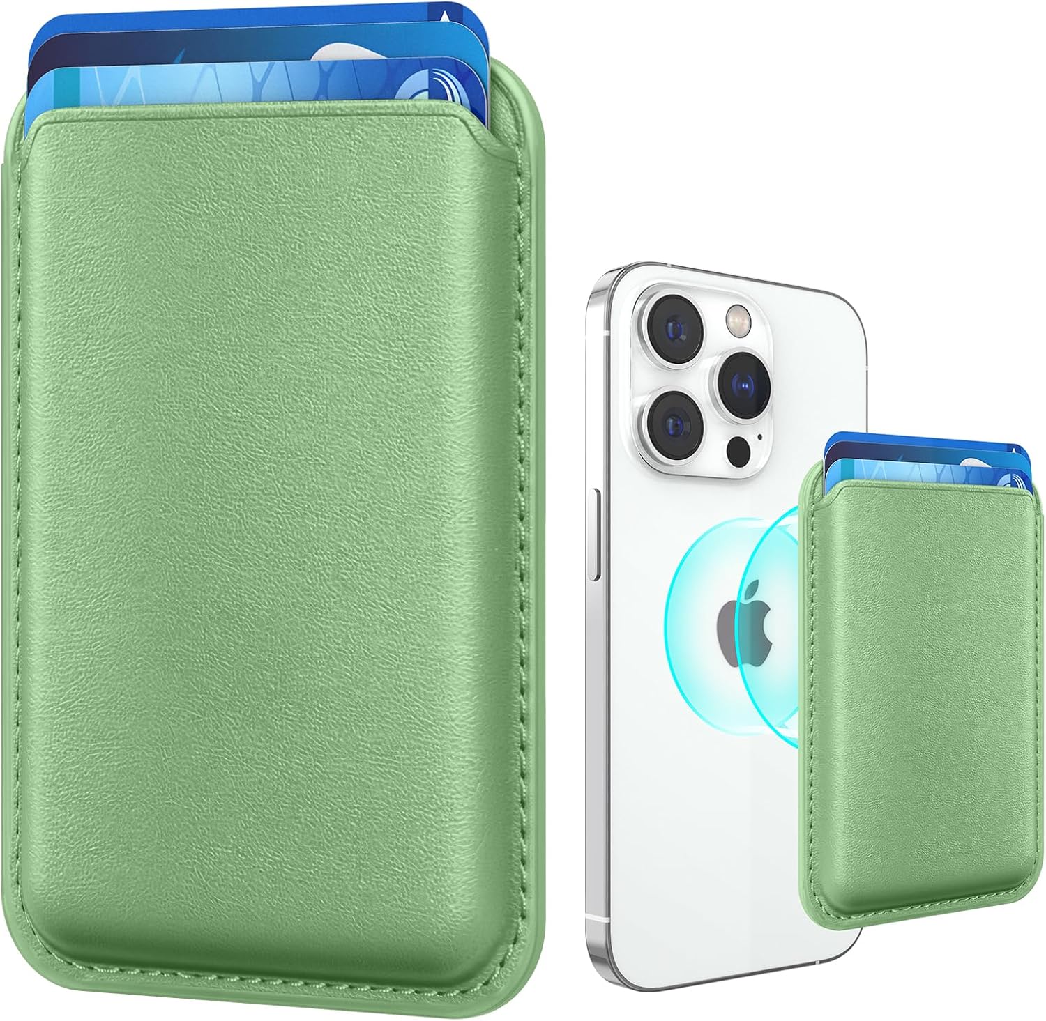 Amzone Tarjetero magnético para teléfono celular con caja fuerte Mag, más fuerte magnética RFID de cuero para teléfono compatible con la serie de