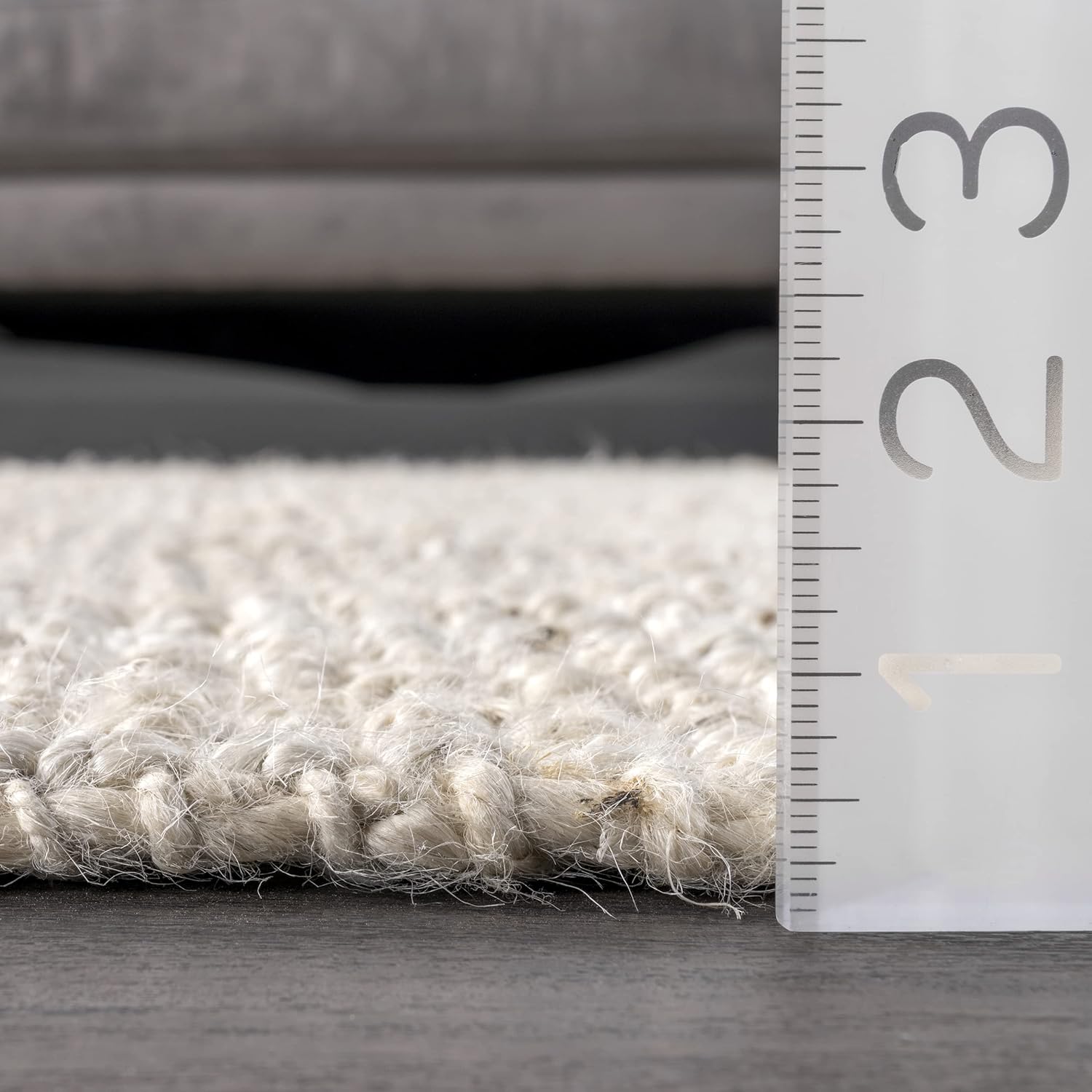 nuLOOM Ashli – Alfombra sólida de yute estilo casa de campo, 7 pies 6 pulgadas x 9 pies 6 pulgadas, color blanco crudo