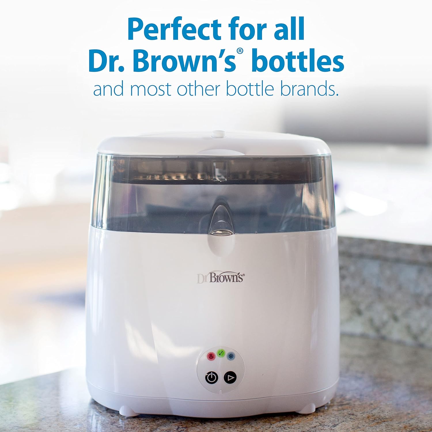 Dr. Brown’s Esterilizador eléctrico de lujo para biberones y otros artículos esenciales para bebés y estante de secado plegable Dr. Brown’s para un