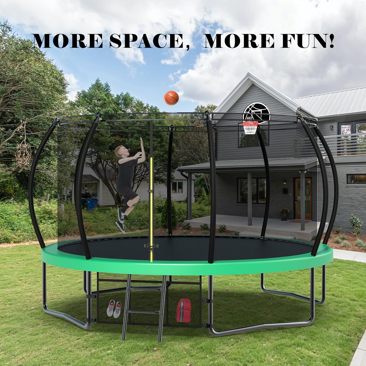 Livavege Trampolines 10FT Trampoline with Safety Enclosure Net & Ladder, Outdoor Trampoline for Kids and Adults with Heavy Duty Jumping Mat and