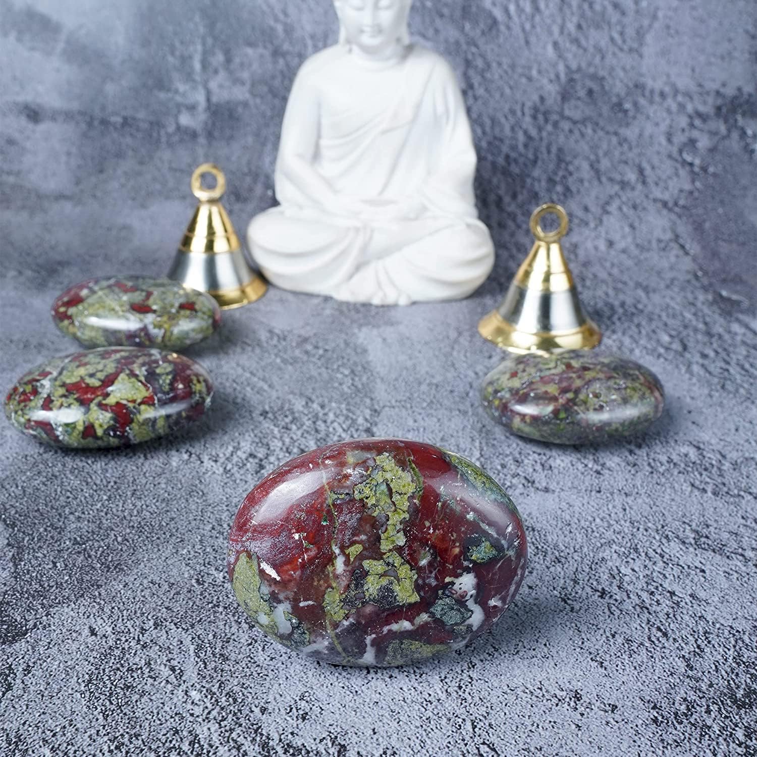 ZAICUS Piedra de sangre de dragón de 55 a 2.362 in y cristal  Piedra natural para el equilibrio de chakras del cuerpo, piedra de preocupación grande