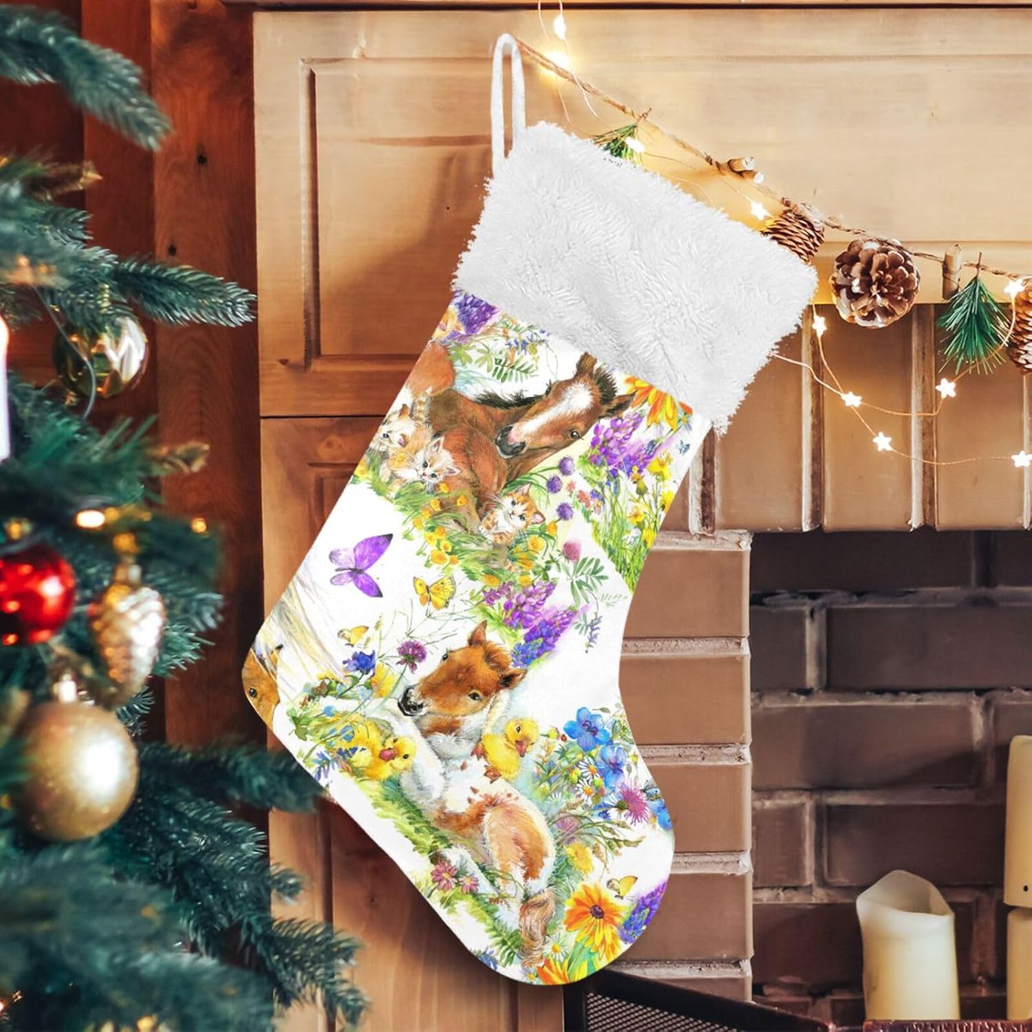 Calcetines de Navidad, caballos de campo, calcetines grandes de caramelo, rellenos de calcetines de Navidad, 1 unidad para el hogar, fiesta de