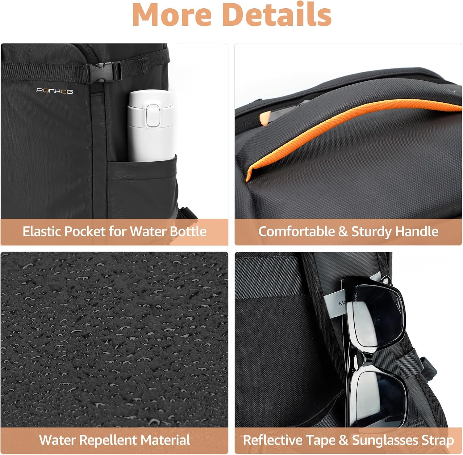 Ponhog Mochila de viaje para computadora portátil para vuelo, aprobada para hombre, con puerto de carga USB, mochilas de negocios de 15.6 pulgadas