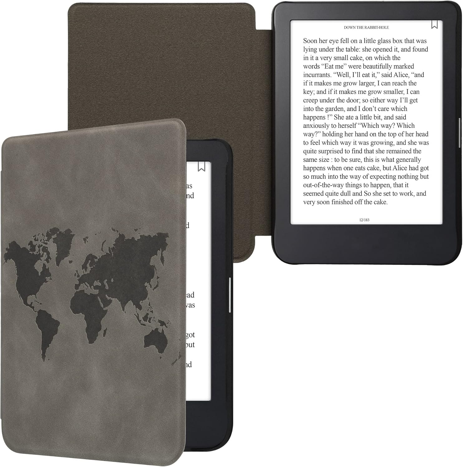 kwmobile Funda compatible con Kobo Clara 2E  Tolino Shine 4 – Funda para lector electrónico – Travel Outline Grey
