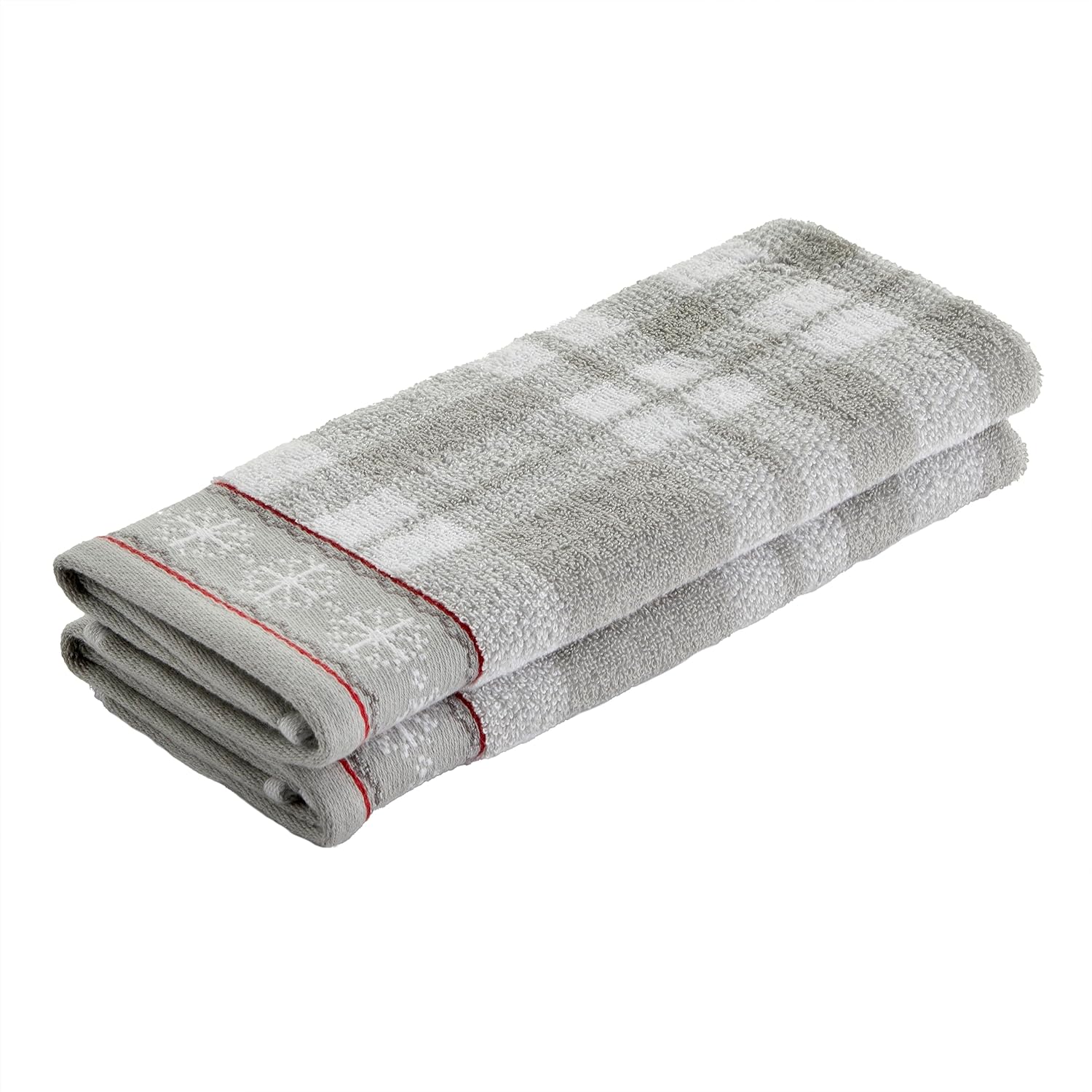 SKL Home Christmas Whistler – Juego de toallas de mano a cuadros, 16 x 25 pulgadas, grisa cuadros, 2 unidades