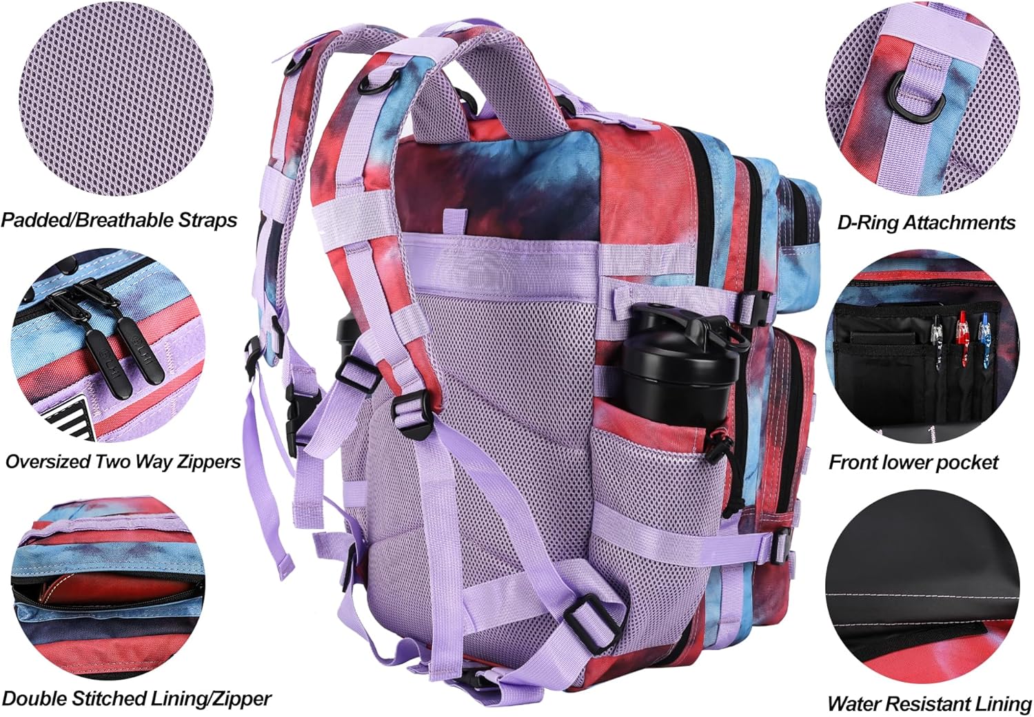 LHI Mochila táctica militar para hombres y mujeres, 45L, 3 días, paquete de asalto, mochila grande con sistema Molle