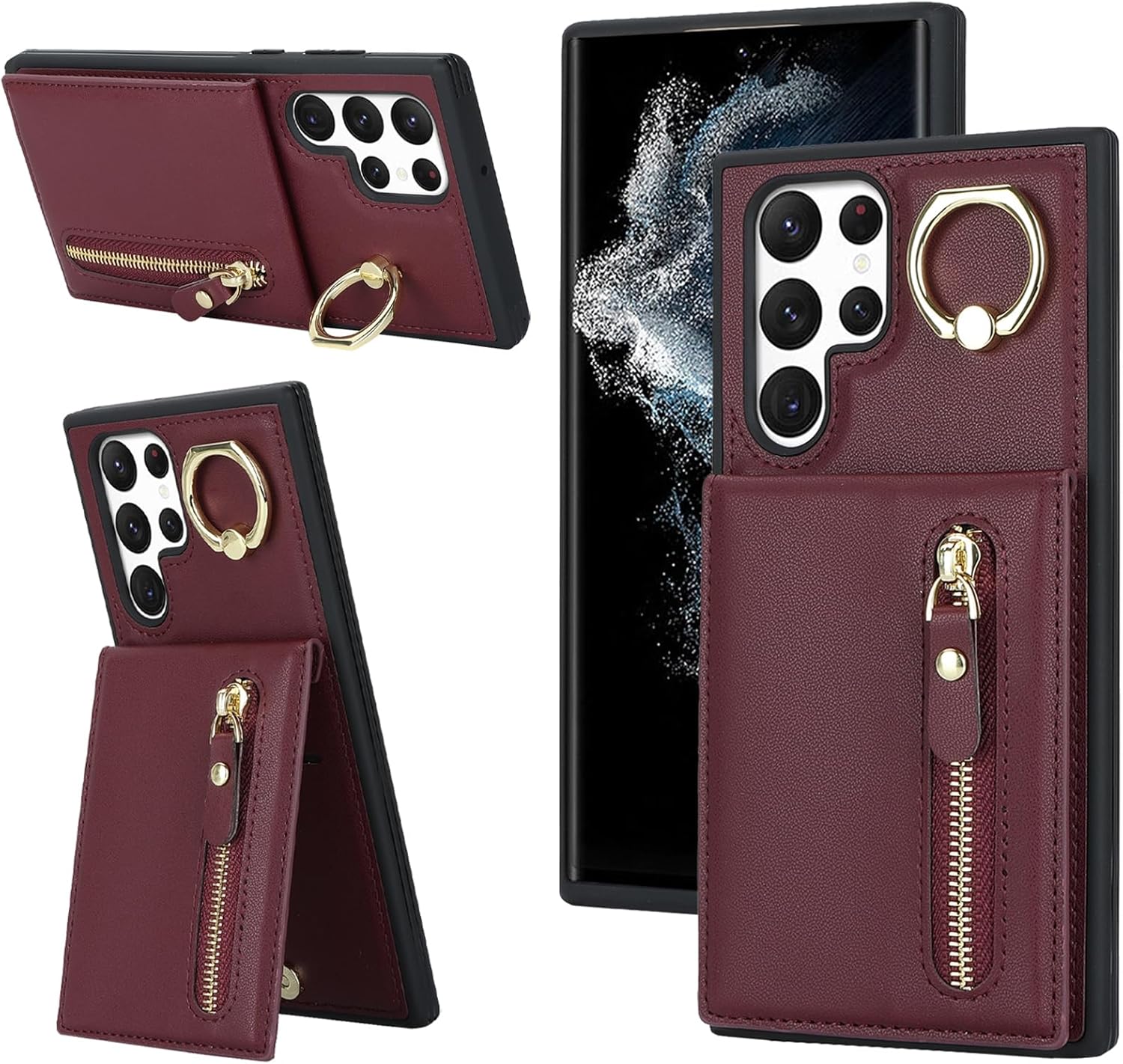 Jaorty Funda para teléfono Samsung Galaxy S22 Ultra con tarjetero, Galaxy S22 Ultra funda para mujer con ranura para tarjeta de identificación de