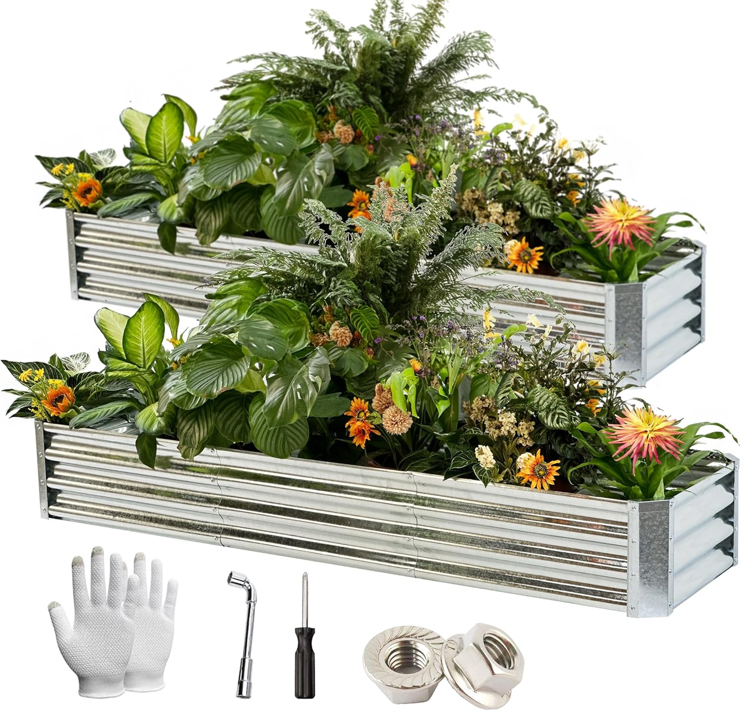 Products – Cama de jardín elevada de metal para exteriores de 4 x 3 x 2 pies, jardinera de raíces profundas para verduras, flores, hierbas y guantes