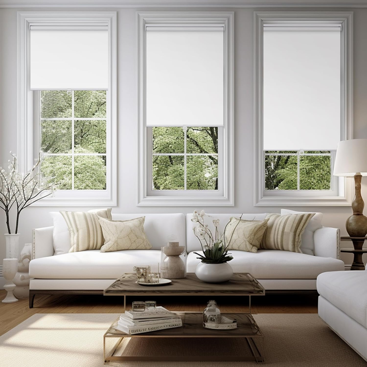 BERISSA Persianas enrollables opacas para ventanas, sin cordón, con protección UV, ahorro de energía, oscurecimiento de habitación, para ventanas,