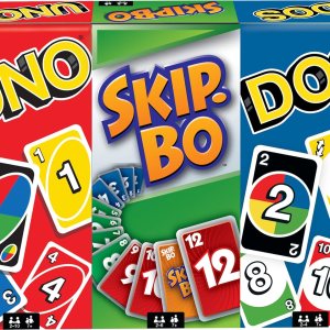 Mattel Games Juego de 3 juegos de cartas, UNO, DOS segunda edición y Skip-Bo, juegos de viaje y camping en caja de lata de almacenamiento Mattel Games Juego de 3 juegos de cartas, UNO, DOS segunda edición y Skip-Bo, juegos de viaje y camping en caja de lata de almacenamiento