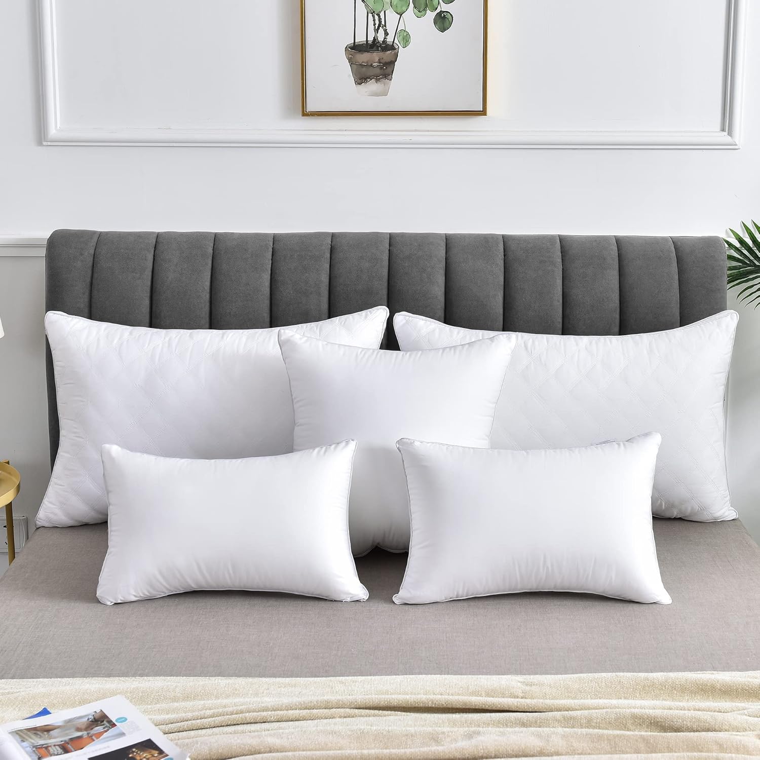Oubonun Juego de 2 rellenos de almohada de 14 x 22 pulgadas, almohada lumbar con funda 100% algodón, rellenos de almohada rectangulares cuadrados