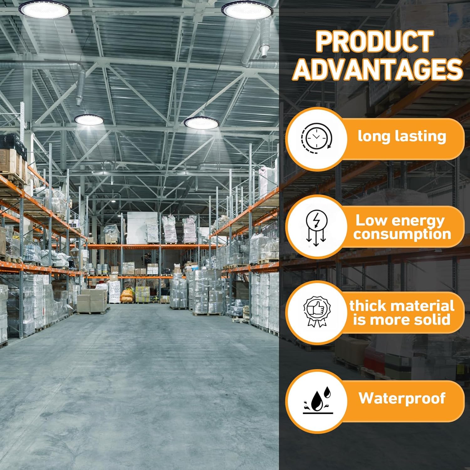 10 piezas de luz LED UFO de alta bahía de 150 W, iluminación comercial impermeable, luz diurna 6000-6500 K, 16500 lm con cable de alimentación,