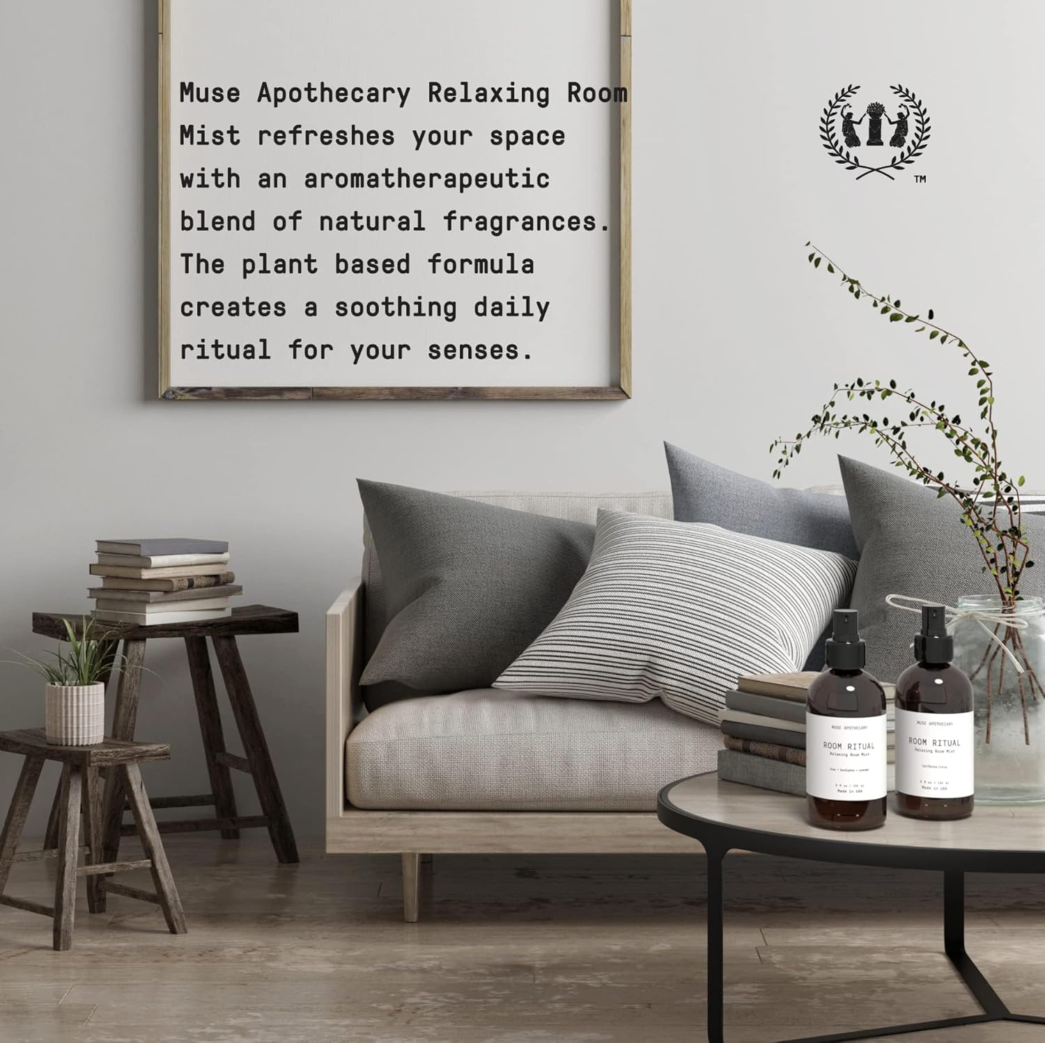Muse Bath Apothecary Room Ritual – Rocío aromático y relajante para habitación, 8 onzas, infundido con aceites esenciales naturales, cítricos de