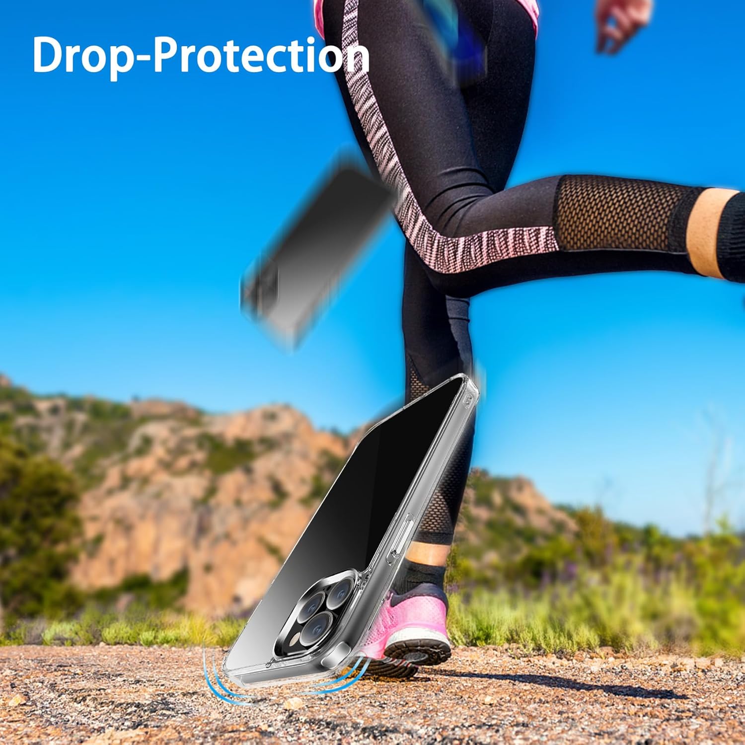 JJGoo Compatible con iPhone 15 Pro Max Funda transparente, transparente a prueba de golpes, delgada, antiarañazos, carcasa protectora trasera de
