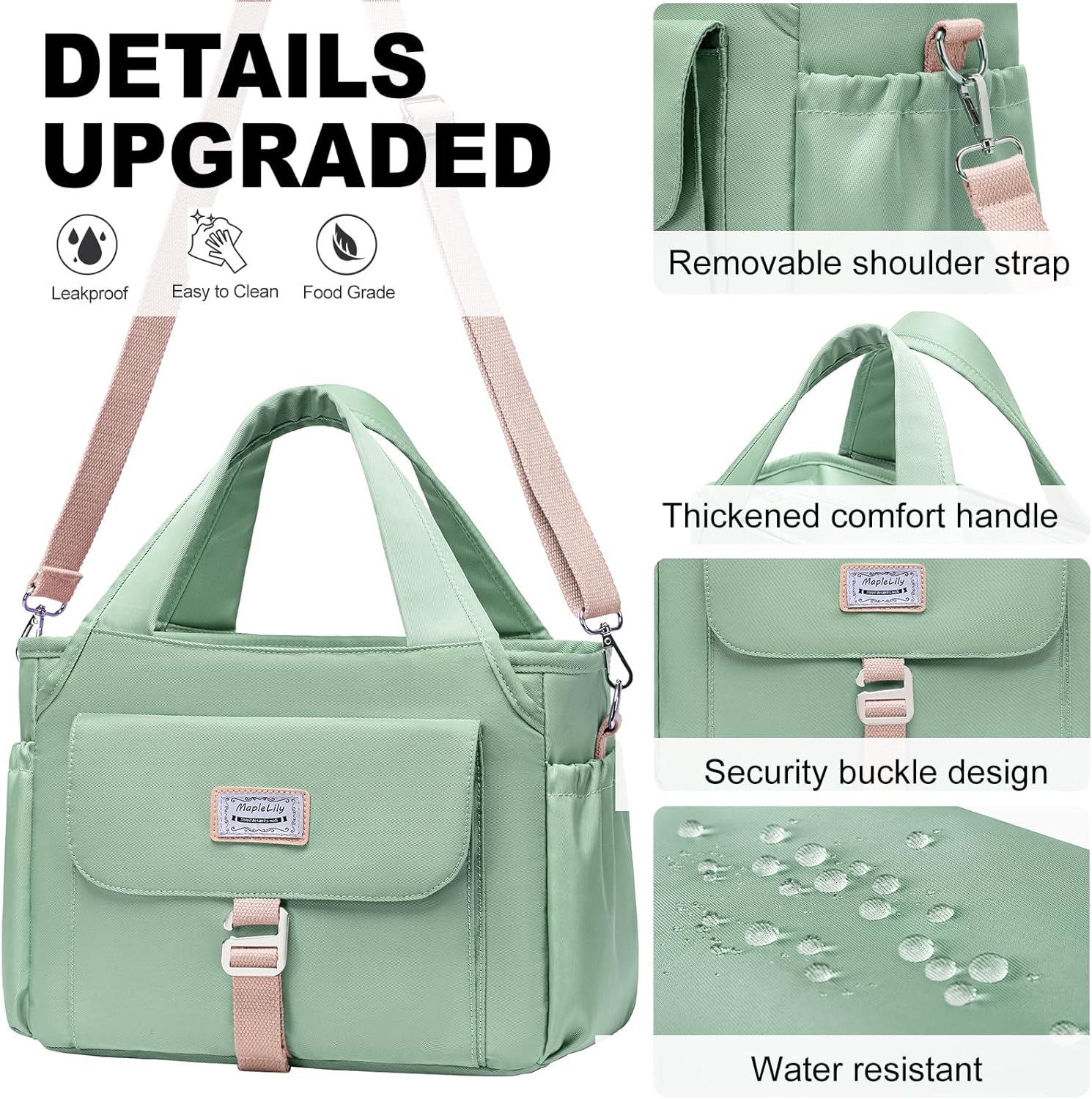 Lonchera para hombres y mujeres, lonchera grande aislada, bolsa de almuerzo a prueba de fugas para adultos, bolsa de almuerzo reutilizable con