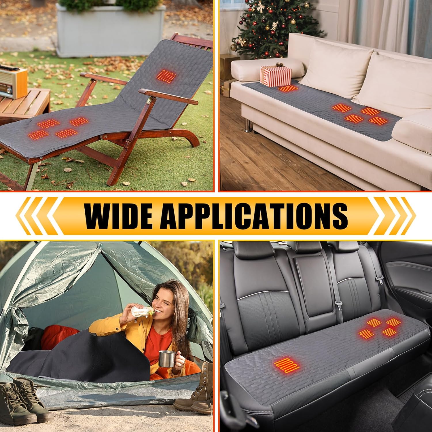 Newwiee 2 almohadillas para saco de dormir con calefacción de 5 V, soporte de alimentación USB, saco de dormir de 78 x 24 pulgadas, calentador de