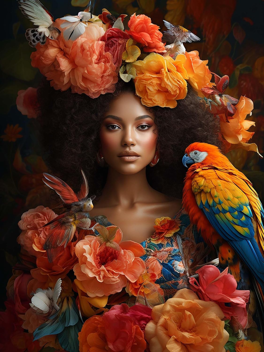 Cuneai – Pintura de diamante 5D para mujer africana, pintura con diamantes, bordado de cristal afroamericano, punto de cruz, kit de taladro redondo